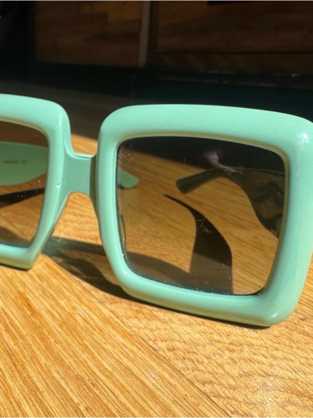 Gucci Mint Green Rectangular Women's Sunglasses - Picture 6 of 8